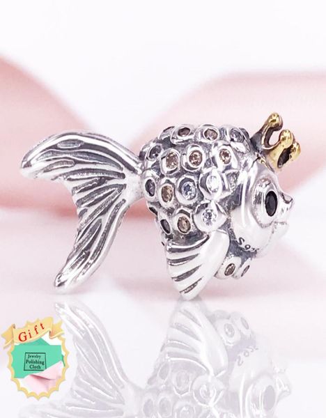 

gold fairytale fish new arrivel s925pan collection charm yellow cz fit european chain bracelet jewelry 792014ccz charm4559571, Black