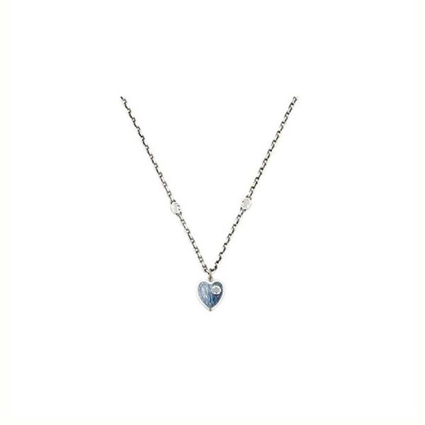 

2023 gujia classic 925 sterling silver double interlocking g family blue love enamel necklace couple commemorative gift