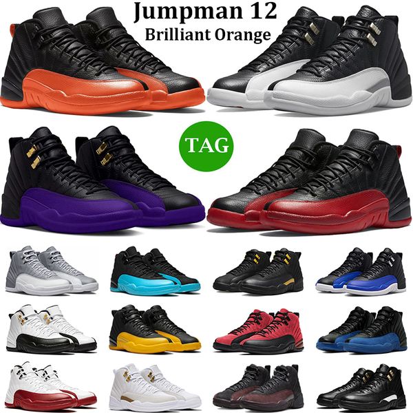 

jumpman 12 men basketball shoes 12s brilliant orange black taxi flu game field purple playoffs gamma blue stealth mens trainers sports sneak, White;red