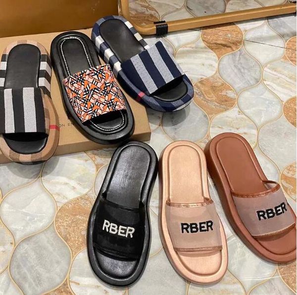

slippers sandals women fashion letter slides luxury summer ladies elling flip flat rubber gear bottoms sandal beach designer shoes, Black