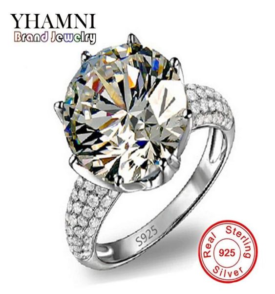 

yhamni fashion jewelry 8ct solitaire luxury 925 silver big white diamond wedding band crown ring gift mr0648899016, Slivery;golden