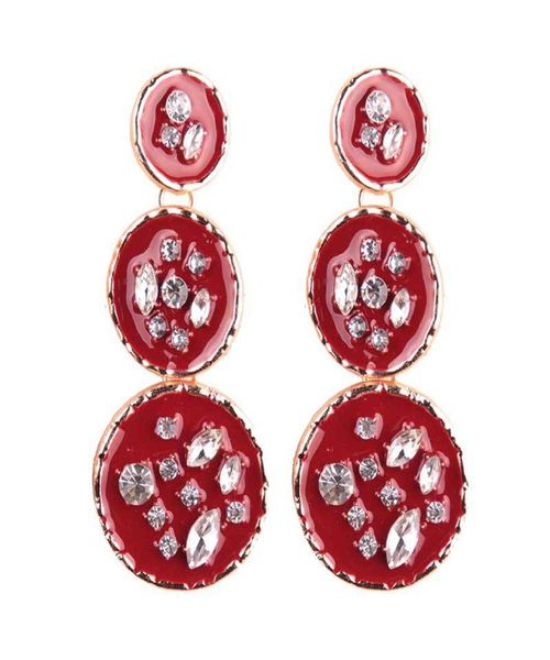 

fashion brand crystal circle stud earrings for women bohemian wedding jewelry enamel long earrings pendant female accessories4383805, Golden;silver