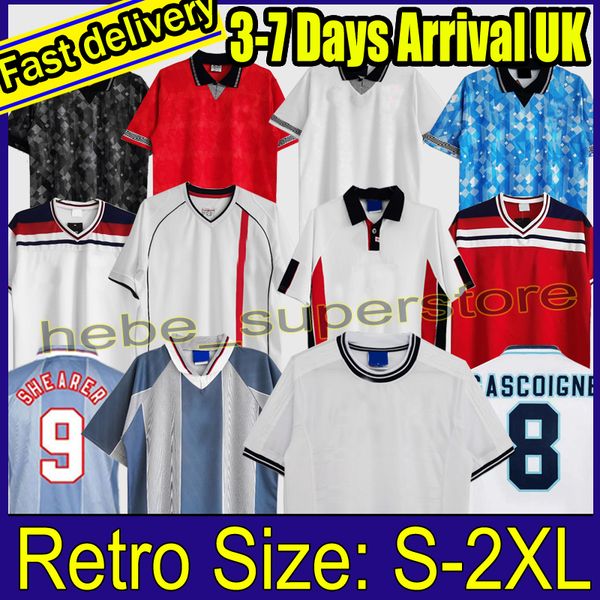 

1982 1994 1998 2002 1996 1999 2001 englands soccer jerseys home away kits beckham gascoigne owen gerrard retro football shirt barnes 1990 fo, Black;yellow