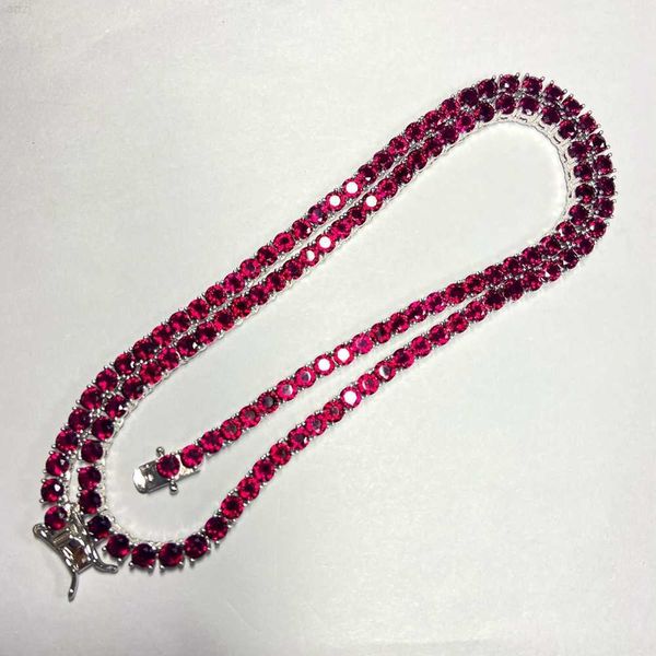 

hq gems s925 sliver plated white gold 4mm tennis link lab ruby sapphire stone tennis bracelet, Silver