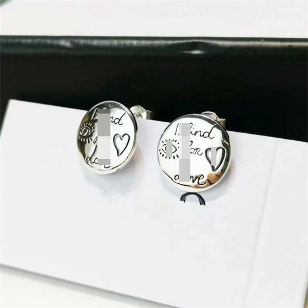 

2023 gujia s925 sterling silver love fearless round fashion trendsetter versatile g family earrings not allergic, Golden