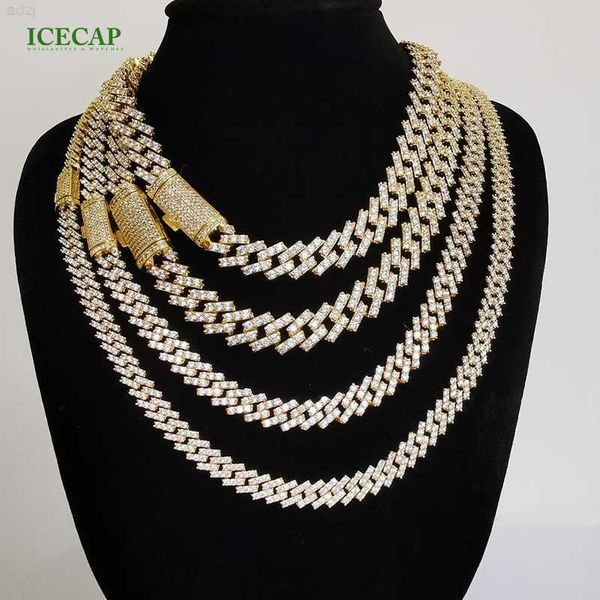 

icecap customizable various sizes hiphop cuban necklace gold plated iced out moissanite diamond cuban link chain, Silver