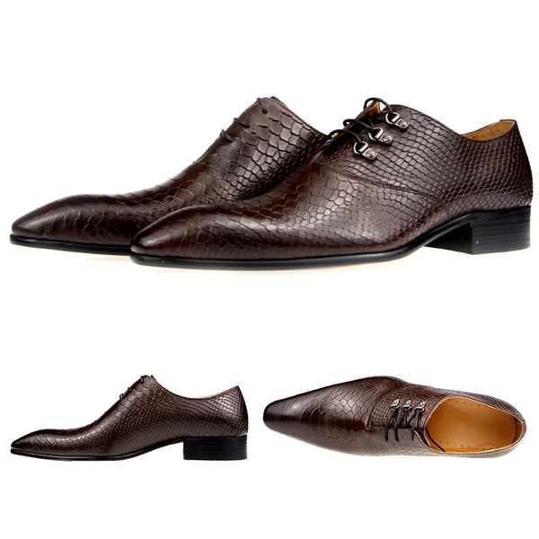 

mens casual dress shoes classic oxfords formal modern business shoes social male wedding dress sapato loafer serpentine print, Black