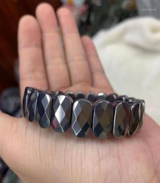 

natural terahertz beads bracelet natural energy stone bracelet gem stone jewelry bangle for woman for man whole 16423728, Black