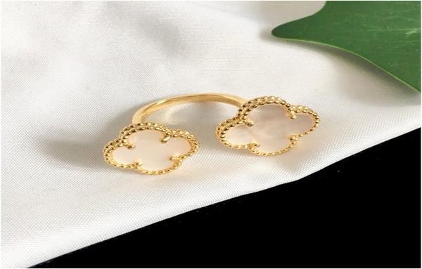 

four leaf clover lady gold rings for woman flower rings for women agate shell fashion jewelry for women with boxes whole9029011, Silver