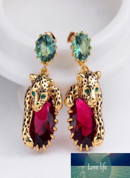 

amybaby 2018 handmade enamelled glaze panther leopard red sone womens necklace drop earring ajustable ring jewelry for party3748565, Silver