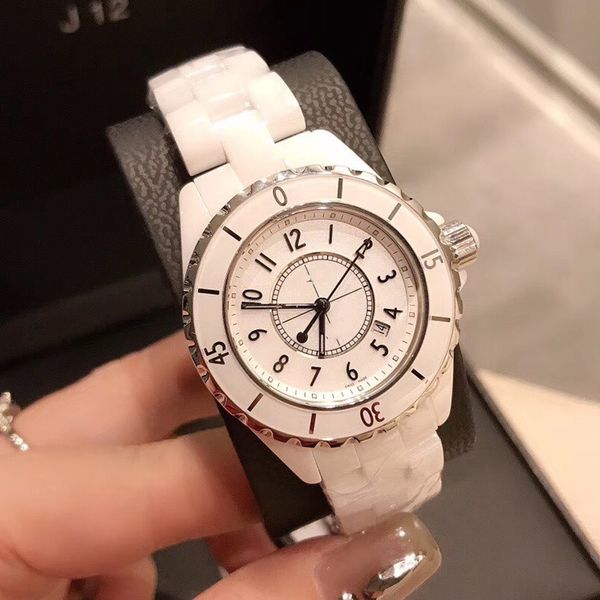 

women's watch 33mm quartz movement ceramic case high qualit, Slivery;brown