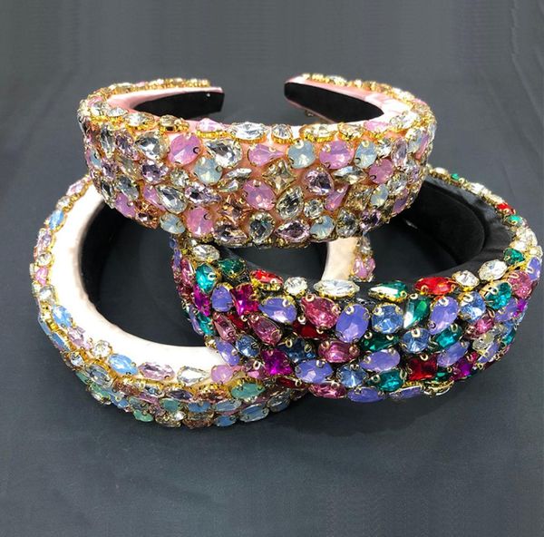 

colorful baroque full crystal headband for women headband luxury shiny padded diamond hairband hair accessories dhl3520960, Silver