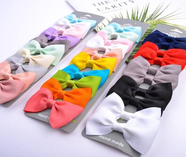

10 pcsset grosgrain ribbon hair bows with clip for cute baby girls colorful hair clips hairpins barrettes kids hair accessories5375391, Slivery;white