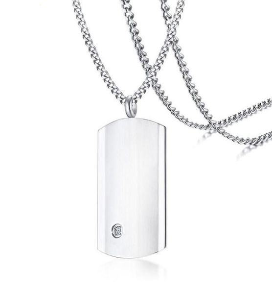 

chains stainless steel zircon stone silver color dog tag men punk rock military pendant necklace jewelry gift for him with chain8104474