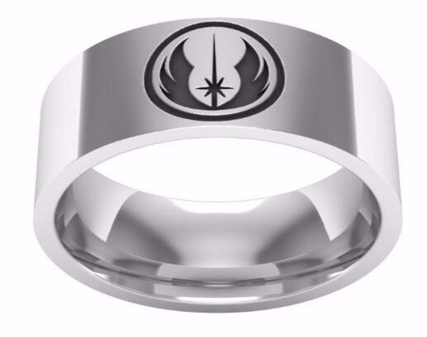 

selling jedi symbol engraved couple movie ring polished stainless steel high ring film jewelry gift for men4407539, Silver