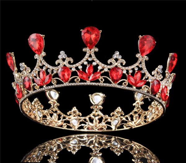 

2 12 inch height queen tiaras full crown gold and silver plated ab ruby teardrop rhinestone princess beauty pageant wedding hair4918729, Slivery;golden