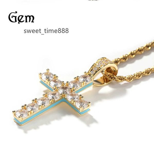 

new cross necklace personalized side glow set zircon pendant necklace, Silver