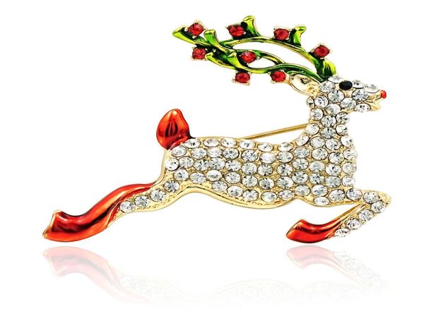 

new arrival animal brooches pins gold plated white rhinestone christmas deer brooches for men suits decoration jewelry4671400, Gray