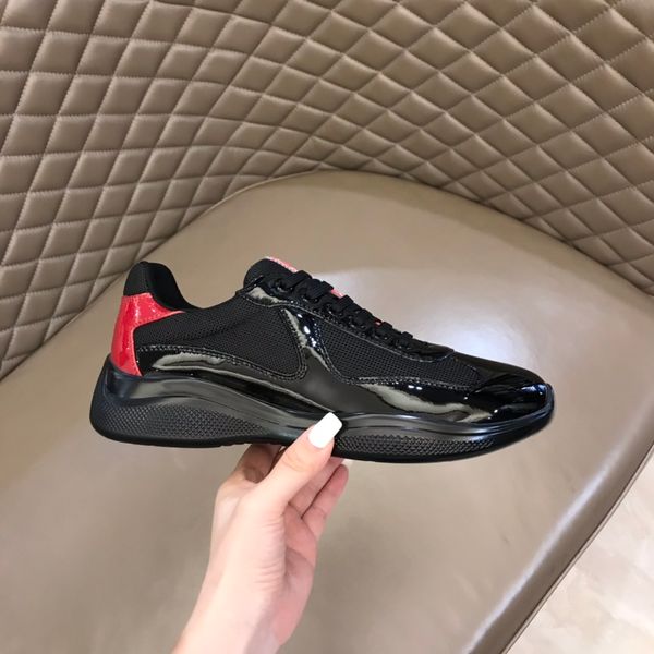 

2023 casual runner sports shoes && america cup low sneakers shoes men rubber sole fabric patent leather men's lace up outdoor running s, Black