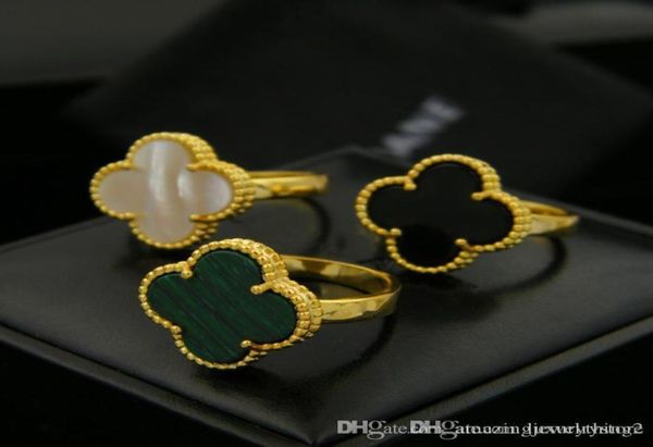 

rings four leaves clover design lady finger ring nature gemstone agate shell fit all for girls women ps76044815101, Silver