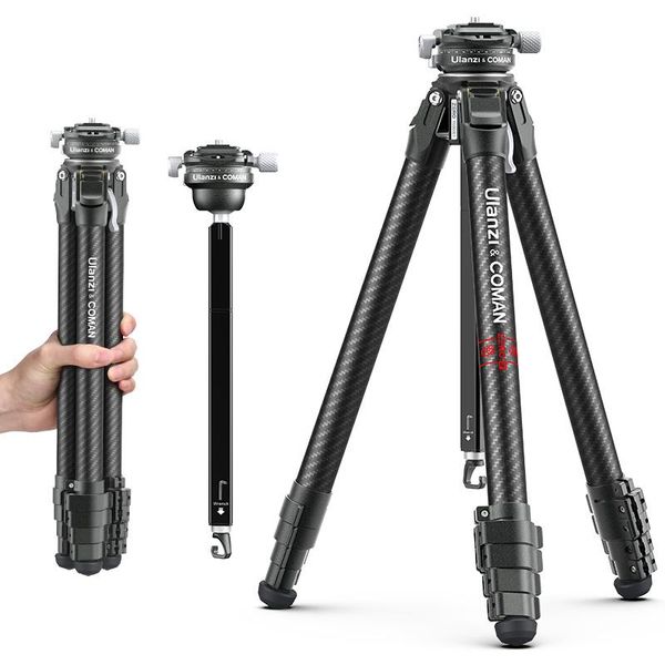 

dresses ulanzi&coman zero y 1.2kg lightweight travel tripod full carbon fiber professional outdoor camera tripod monopod panoramic head, Black;gray