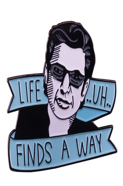 

life uh finds a way enamel pin jurassic park jeff goldblum badge wisdom gift clothes bags accessory3871981, Gray