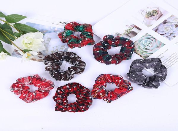 

new girls plaid snowflake hair scrunchies christmas red elastic hair bands for women kids fashion happy new year hair la1644216348, Slivery;white