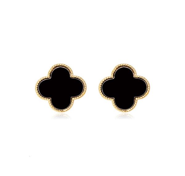

925 silver needle love korean personalized clover earrings women039s fashion simple five pointed star small earrings trend9743632, Black