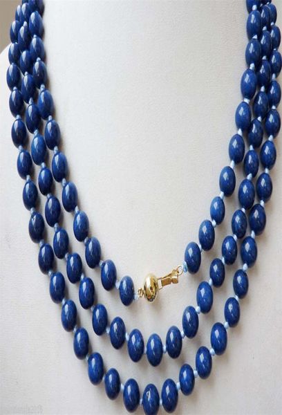 

14k 8mm egyptian lapis lazuli dark blue round bead gemstones necklace 48039039long7501016, Silver
