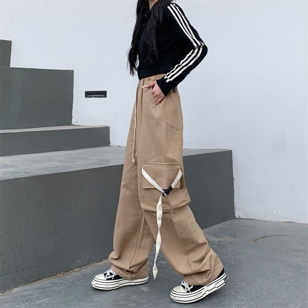 

men's shorts cotton loose green black women's cargo pants 2023 summer elastic waist y2k streetwear 230625, White;black