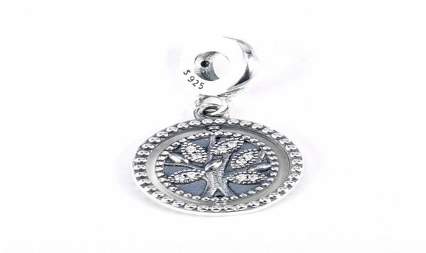 

new authentic 925 sterling silver charm spinning tree of life with crystal pendant beads fit european bracelet bangle diy fashion 1139520, Black