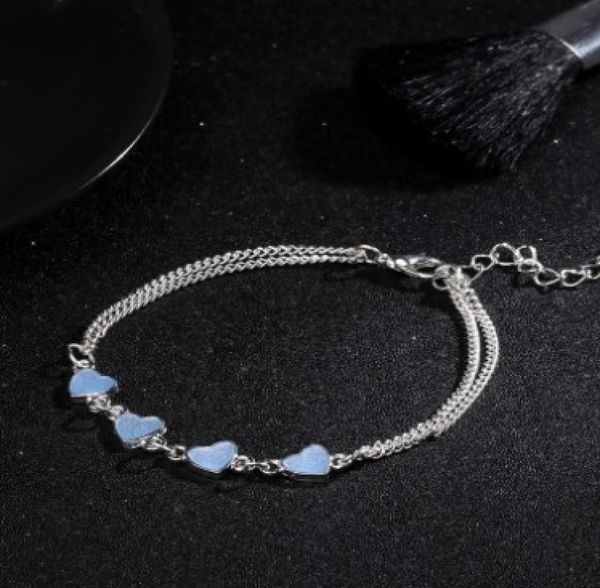 

luminous heart tassel foot chain silver glow in the dark anklet chain yoga dancing foot bracelets ankle bracelets7841116, Red;blue