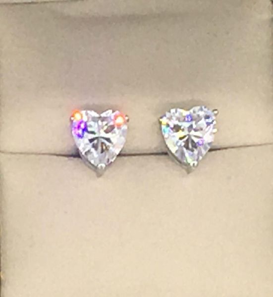

2019 new arrival 18k white gold plated earings heart diamond earrings for women white zircon wedding engagement jewelry accessorie6006513, Golden;silver