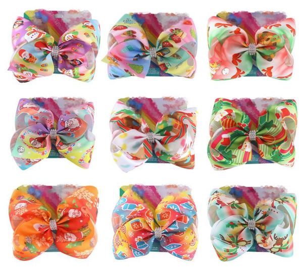 

8 inch bow christmas big bow hairpins baby girls santa claus snowman barrettes kids boutique hair clip children hair accessories m1711337, Slivery;white
