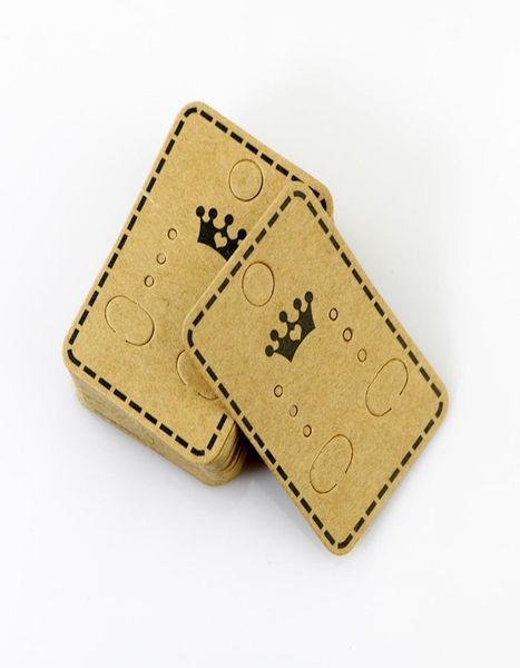 

100pcslot 4532cm kraft paper crown earring ear studs hanging holder display hang cards3086690