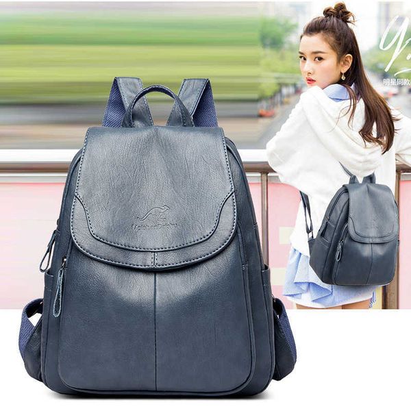 

backpack women's 2022 new korean fashion versatile anti theft backpack large capacity soft leather women's travel backpack