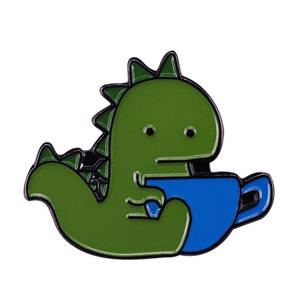 

funny tea rex enamel pin adorable dinosaur tea badge combines two of the things in the world2366261, Gray