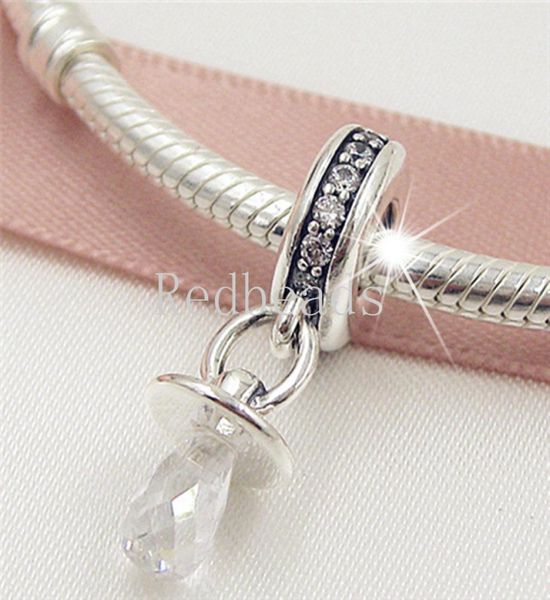 

new 100% s925 sterling silver pacifier pendant dangle charm bead fits european style jewelry bracelets1899731, Black