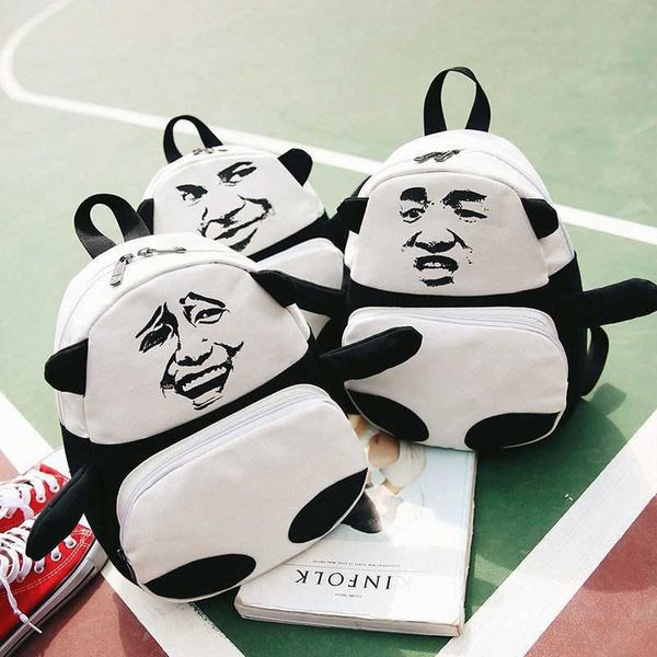

new rampage emoticon comics funny gold curator creative funny backpack high school boys and girls' book bag tide