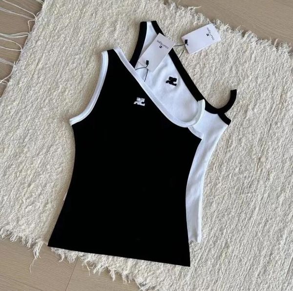 

23ss black white classic vintage designer t shirt summer short sleeve courreges women tshirt tee