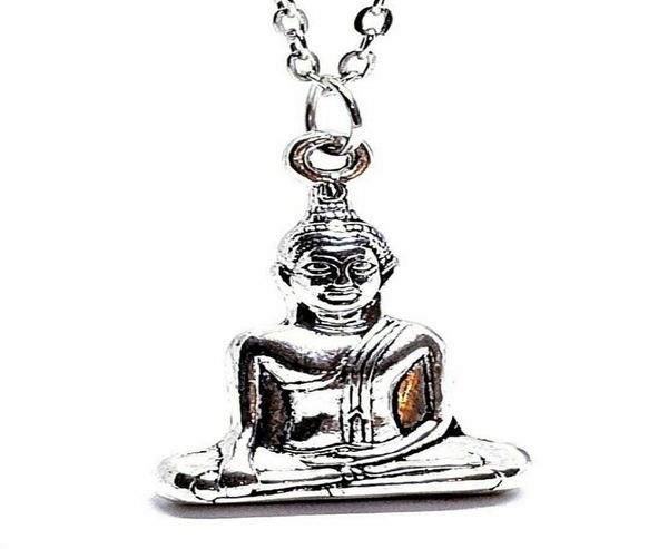

vintage silver thai lotus seated buddha necklace designer gothic buddhist chain necklace pendants for women jewelry friendship gif3572916