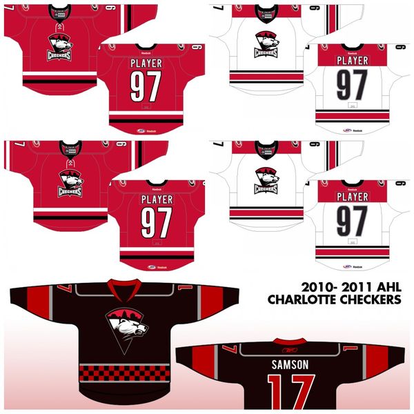 

xavier cormier logan hutsko charlotte checkers jerseys dominic franco henry bowlby riley bezeau riley nash gerry sourdif ethan keppen anthon, Black;red