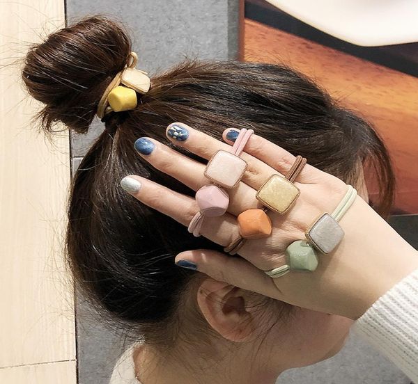 

candy color hair ring headrope girl039s simple bracelet style versatile temperament ball scalp muscle lady a672981893, Pink