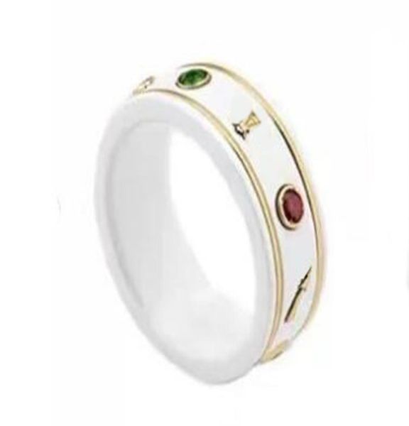 

fashion white ceramics rings bague anillos for mens and women engagement wedding jewelry lover gift with box9197436, Golden;silver