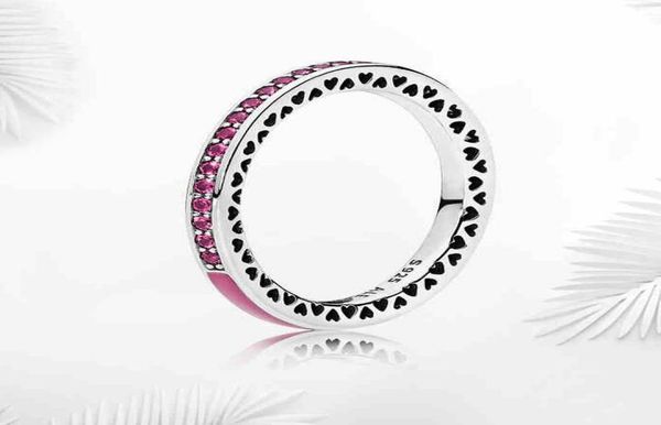 

blue green pink enamel band rings with color crystal original box for heart love 925 silver ring for women girls gift wjl47431820759
