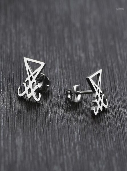

stud earrings sigil of lucifer satanic symbol seal satan demon nu goth gothic dark occult esoteric pagan wicca11719310, Golden;silver