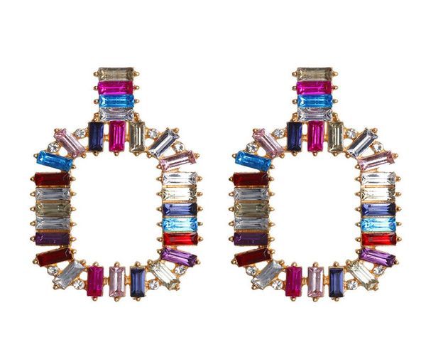 

european and american exaggerated rhinestone earrings earrings fashion personality temperament female hipster earrings accessories4258297, Golden;silver