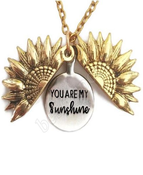 

unique design you are my sunshine engraved necklace locket necklace can open pendant necklace gift zza13178414201, Silver