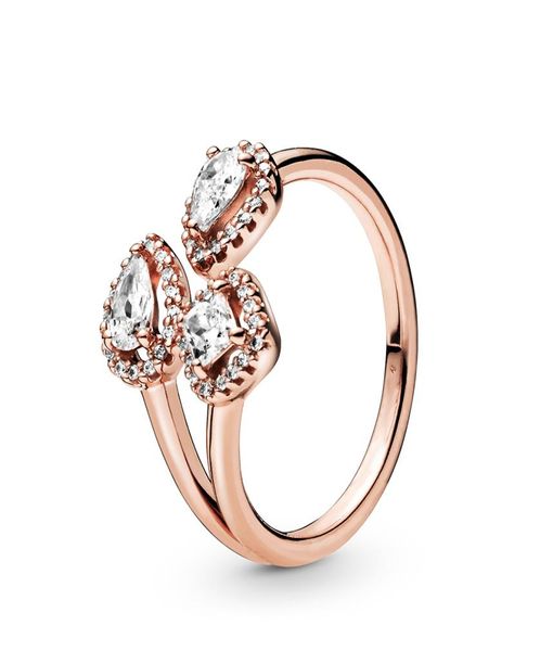 

925 sterling silver cz diamond geometric shape open ring luxury designer jewelry rose gold engagement women rings with logo and or7310853