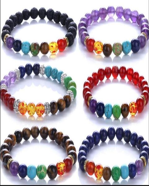 

new 7 chakra bracelet men black lava healing balance beads reiki buddha prayer natural stone yoga bracelet for women ps13756037362